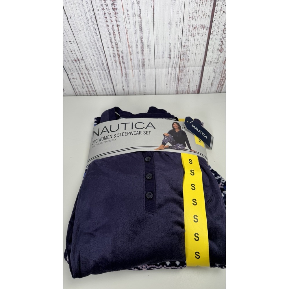 Nautica 2 Piece Sleepwear Set -  Blue Silky Stretch Fleece Women's,  S